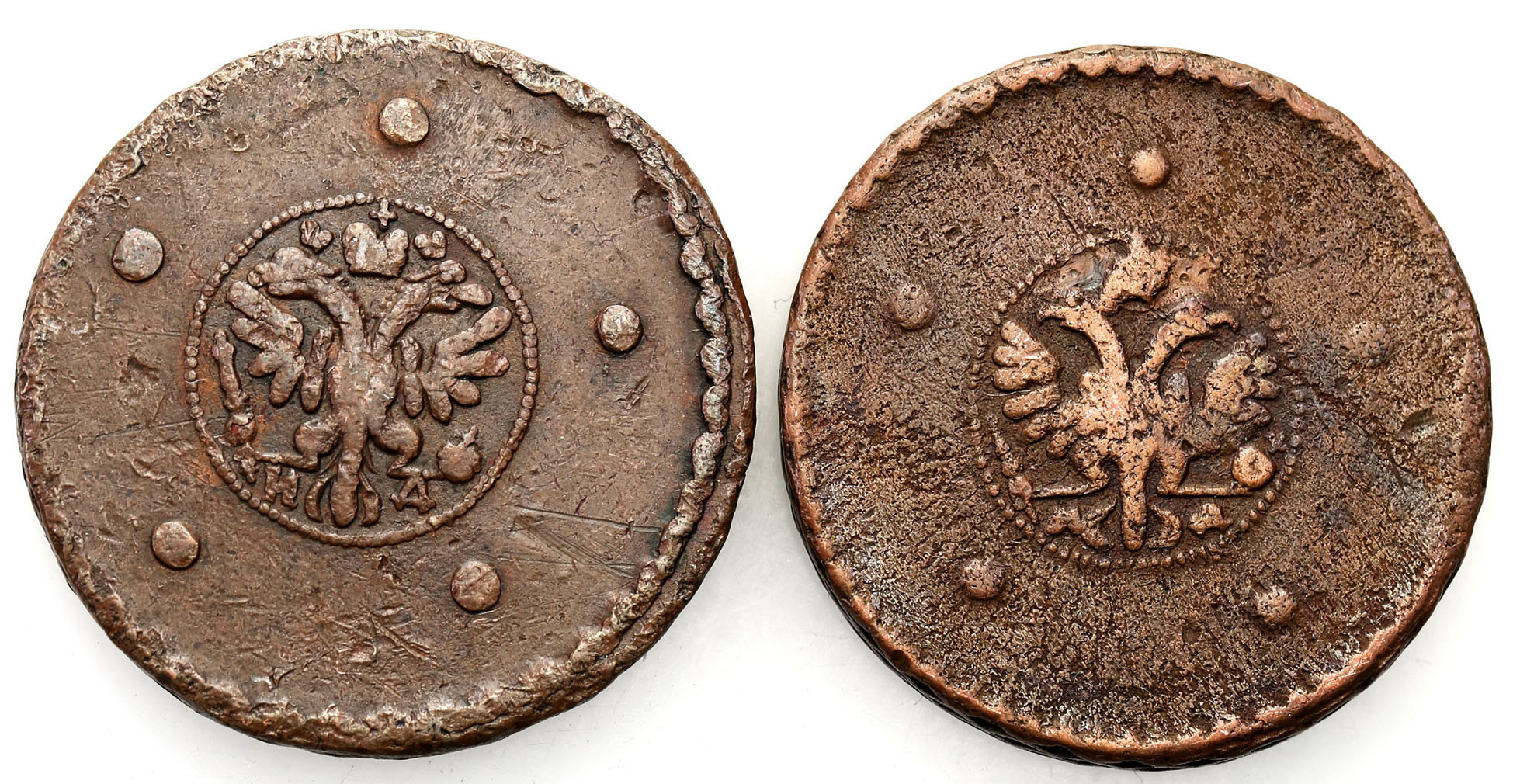 Rosja. Katarzyna I. 5 kopiejek 1726, 1727 - zestaw 2 monet